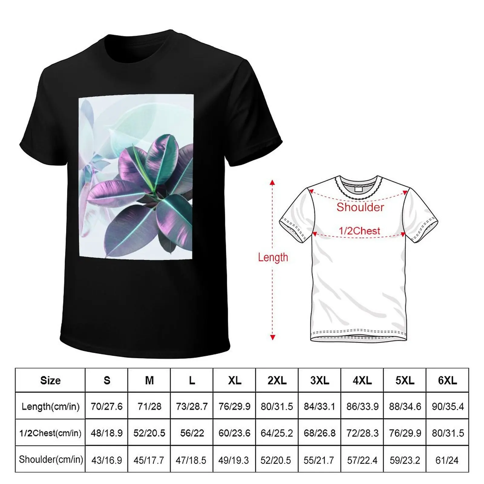 Violet Tropical Plant, Ficus Elastica T-Shirt anime stuff plus sizes Short sleeve tee t shirts for men graphic