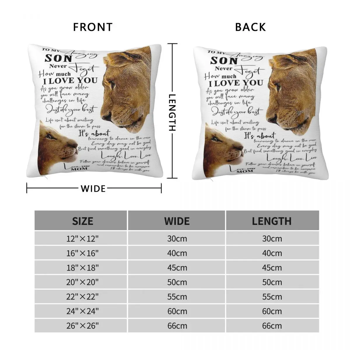 Lion To My Amazing Son Square Pillowcase Polyester Linen Velvet Creative Zip Decorative Throw Pillow Case Home Cushion Cover