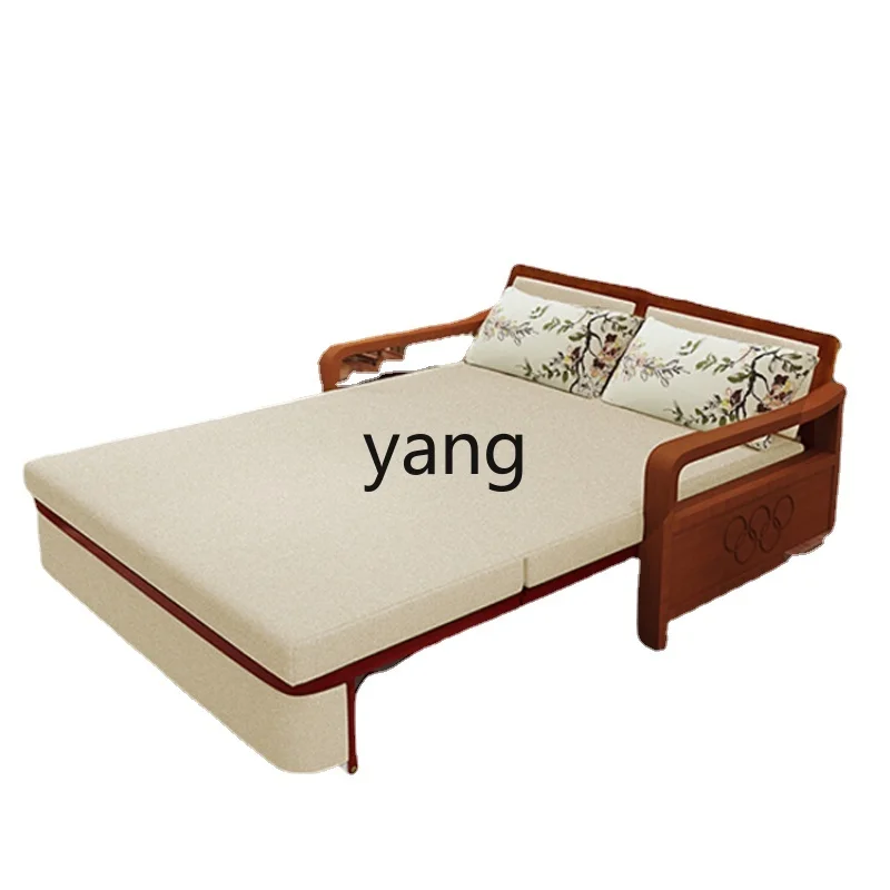 Solid Wood Sofa Bed Foldable Dual-Purpose 2024 New Chinese Study Small Apartment Multi-Functional Temporary Bed