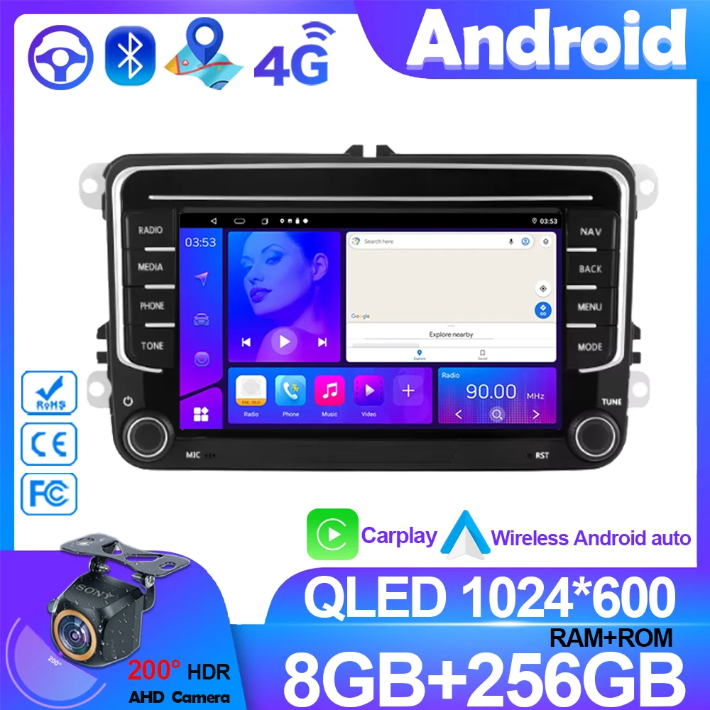 

Мультимедийный плеер на Android 13 для VW Volkswagen Passat B7 B6 CC Golf 5 6 Touran Polo Tiguan Jetta Skoda Carplay Автомагнитола GPS RDS