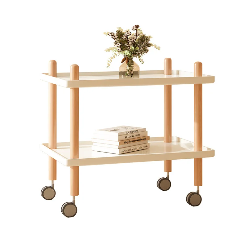 End Table with Rolling Wheels, Small Side Table for Living Room, Bedroom & Office, Two-Tier Narrow Side Table, Easy Assembly