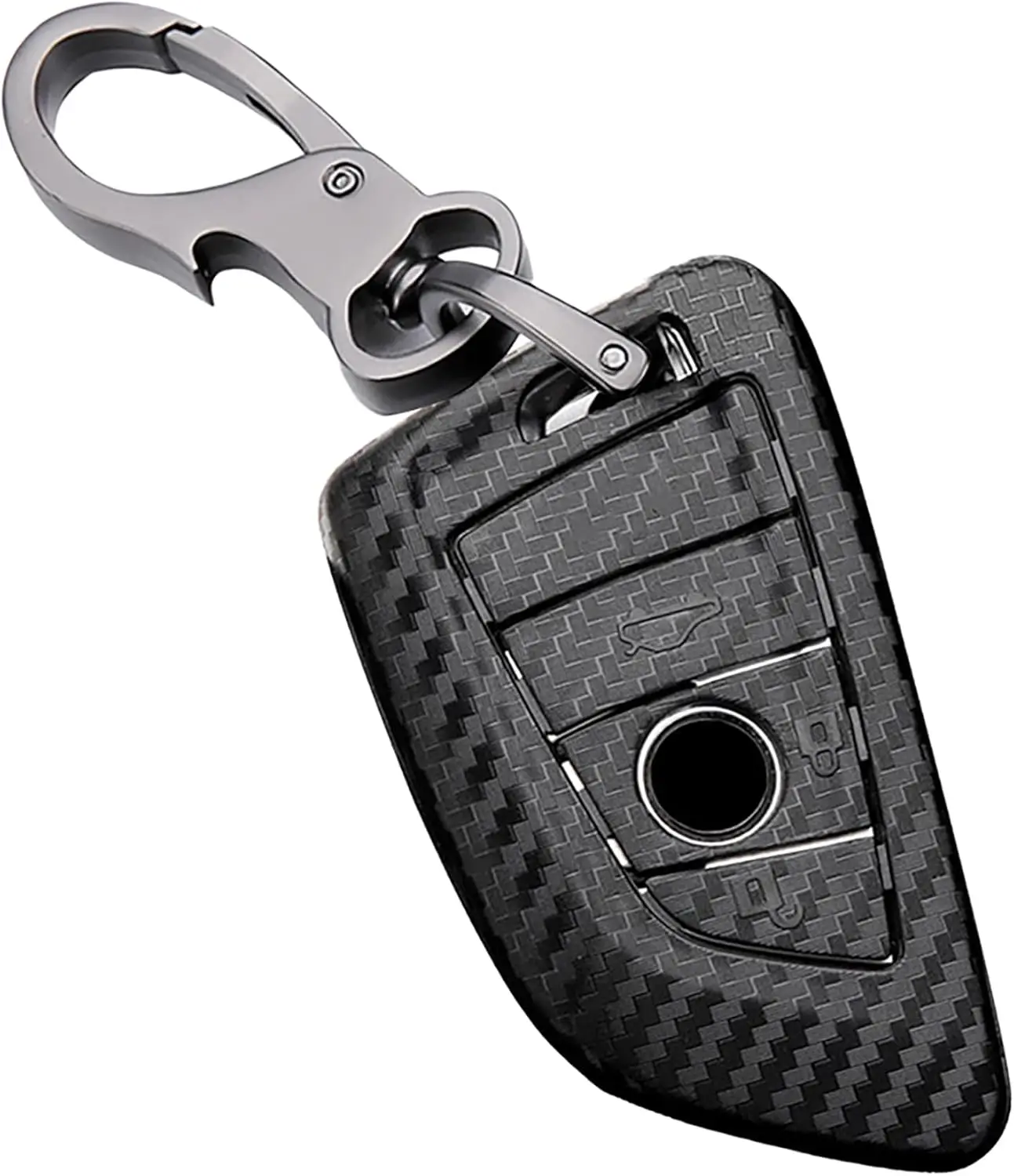 

WH 3-Button Key Case Fit For BMW Smart Remote ABS Key Fob Cover Carbon Pattern Car Key Shell