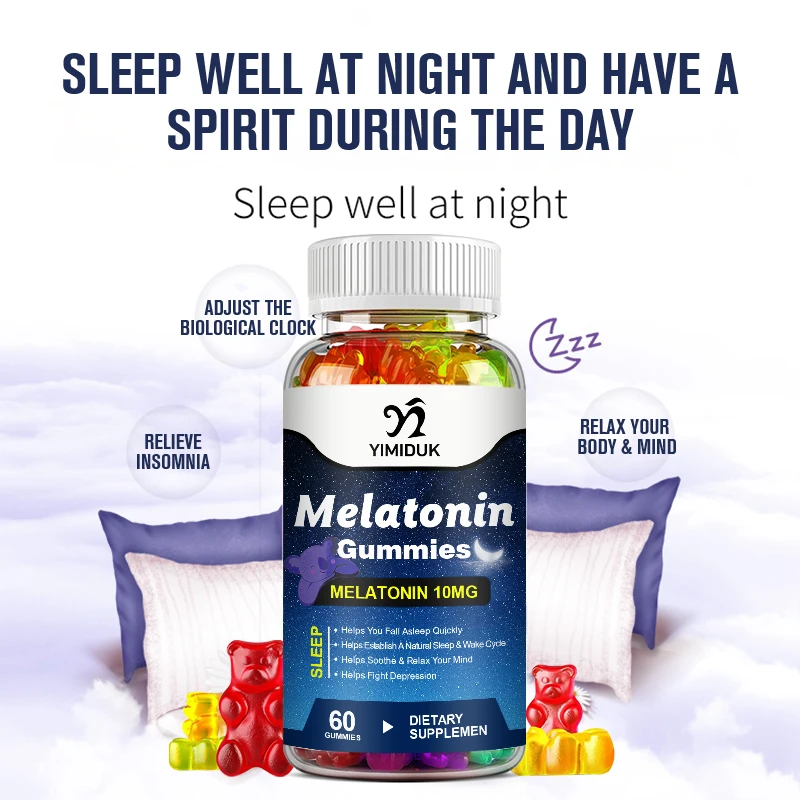 Melatonin Gummies 10 mg Adult Sleep Supplement Help Deep Sleep Save Relieve Insomnia Melatonin for Audlt Middle-aged Elderly