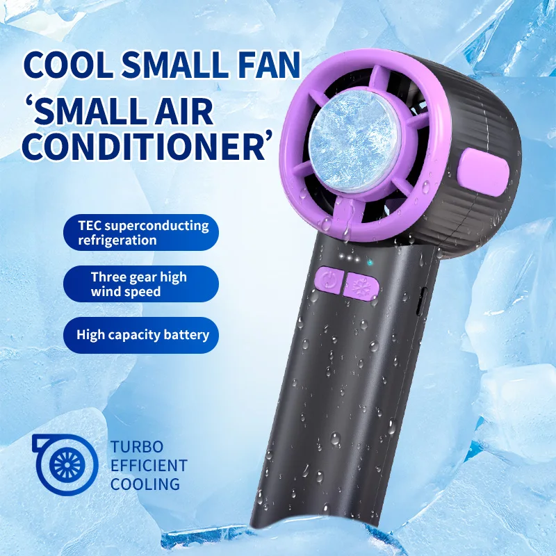 

100-Gears Wind Speed Turbo Fan Handheld Mini Portable Ice Cold Fan High Speed Cooling Strong Wind Digital Display Fans