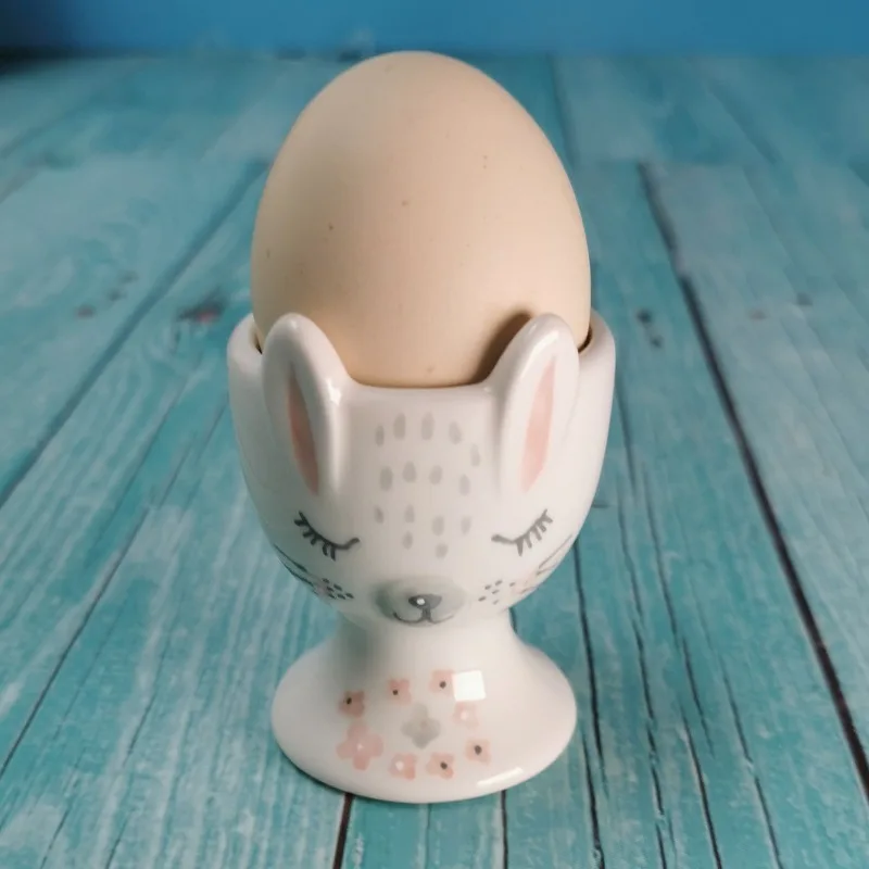 

Easter hand-painted cute bunny animal ceramic breakfast egg cup egg tray