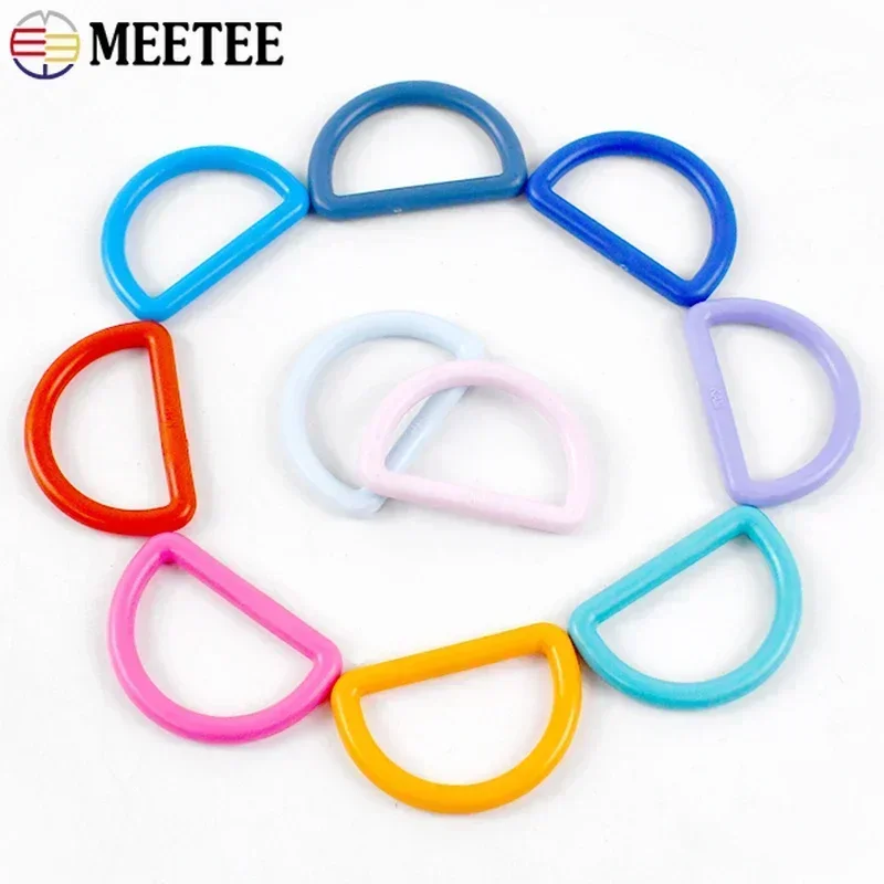 50Pcs Meetee 10-38mm Plastic Buckles D Ring for Backpack Strap Hanger Dog Collar Webbing DIY Luggage Hook Bag Decor Accessories