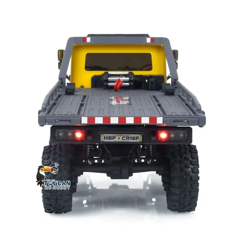 미국 재고 CR18P 1/18 6WD RTR RC 크롤러 플랫베드 트레일러 이중 속도 변속기 오프로드 트럭 LED 라이트 장난감 성인용