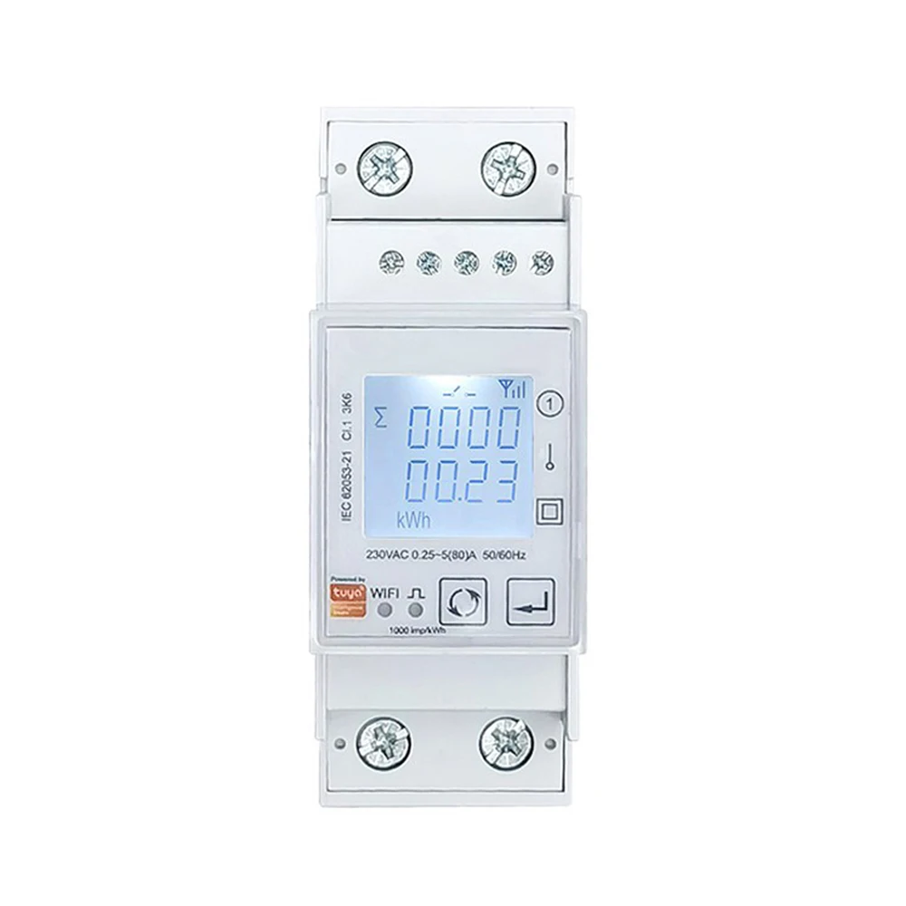 Tuya Smart Single Phase ZigBee/WiFi Energy Meter AC85-270V 80A 45-65Hz Din Rail Power Monitor KWh Wattmeter Voltmeter Ampermeter