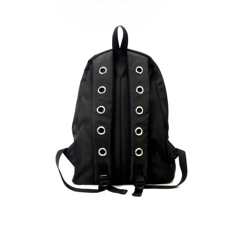 Nylon Zipper Pockets Holes Backpack Men Women Casual Streetwear All Match Schoolbags Y2k Students Travel Backpacks High-Capacity