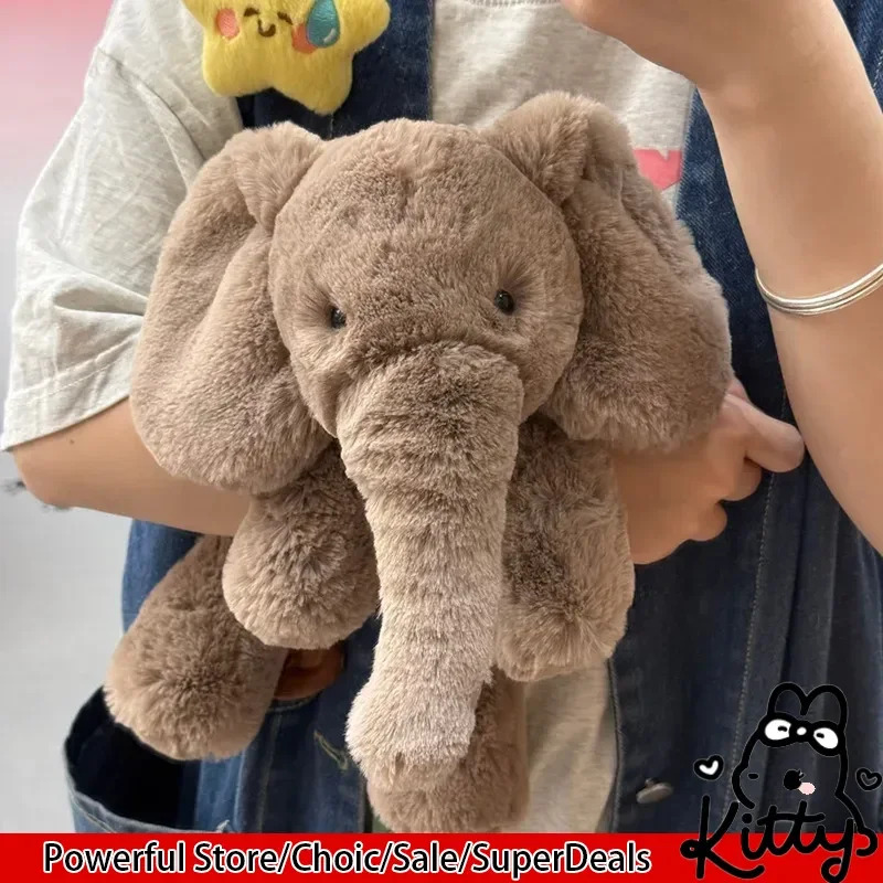 دمية فيل محشوة ناعمة بطول 34/56 سم، لعبة حيوانات محشوة للعناق، رفيق مريح للنوم، زينة للمكتب، هدية مثالية للأطفال