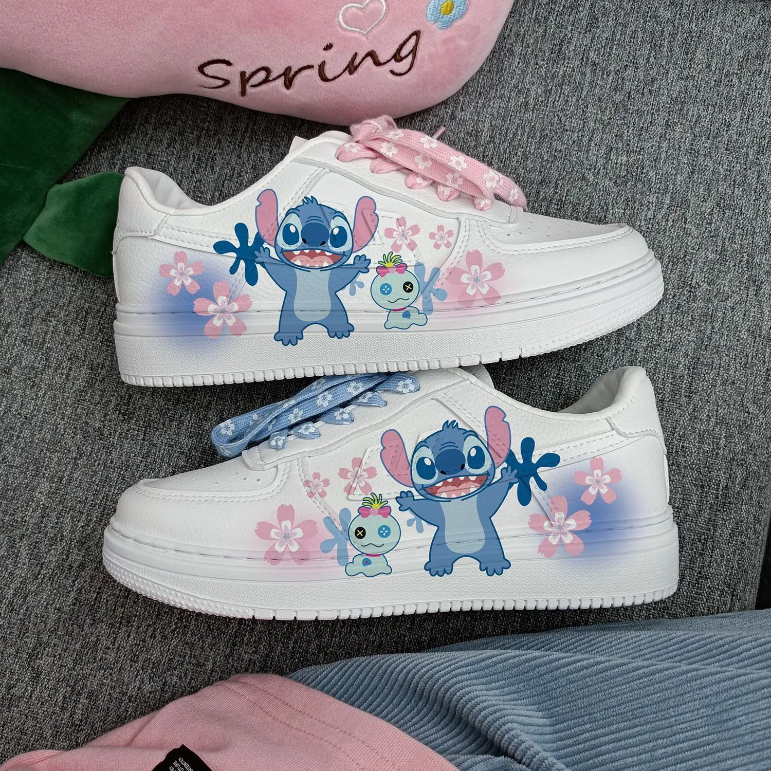 Disney Lilo & Stitch Shoes 2025 Couple Sport Shoes Mickey Print Casual Sneakers Kids Tennis Shoes Anime Stitch Basket Shoes