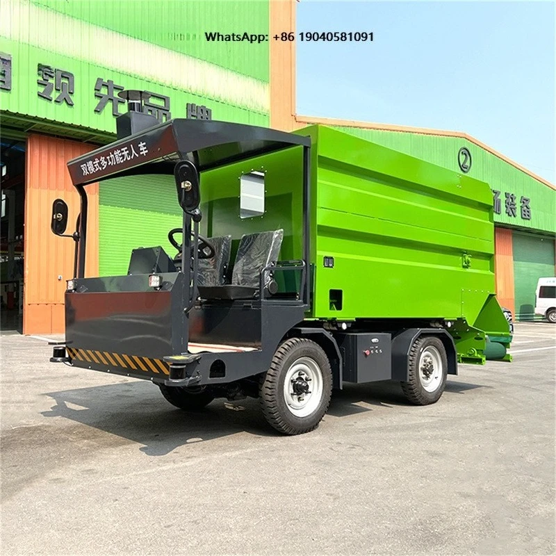 New Intelligent Unmanned Feeding Vehicle Battery-Powered Self-Propelled TMR Feed Mixer Spreader Cart Precision Feeding Robot