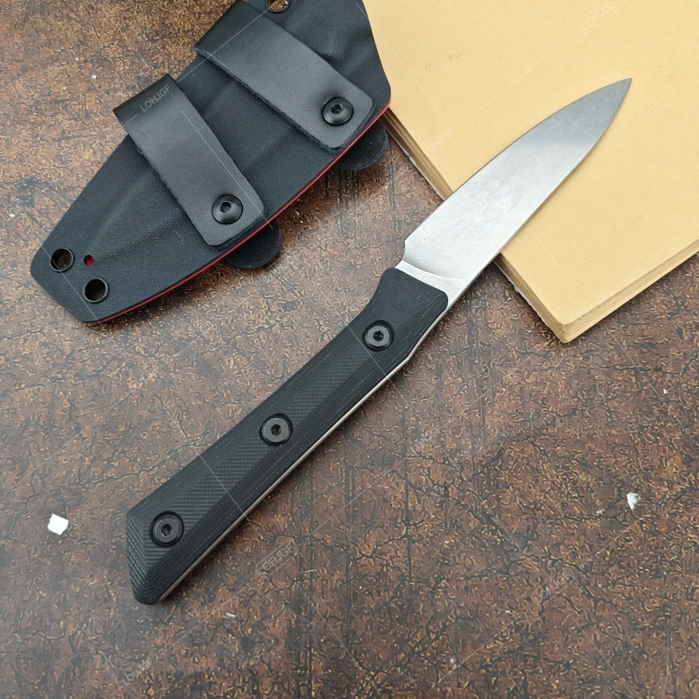 High-hardness 3500-10BK Fruit Paring Knife EDC Outdoor Fishing Straight Knives with K Sheath Lightweight Portable Camping Tools