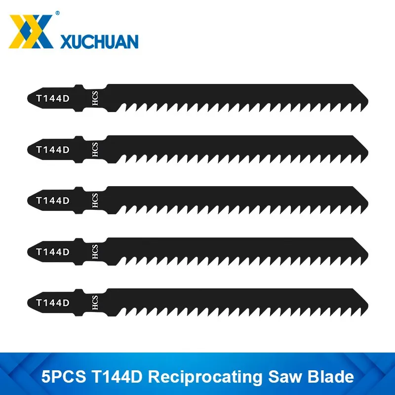 5PCS T144D Jig Saw Blade T Shank Reciprocating Saw Blade High Carbon Steel Jigsaw Blade Saber Blades for Plastic Woodworking