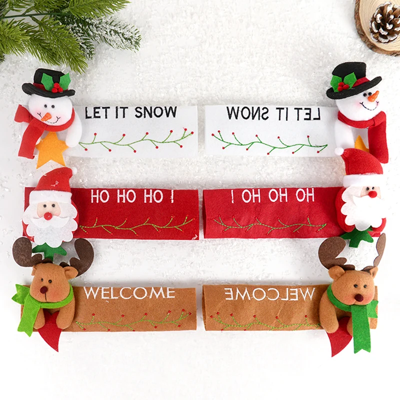 

1Pc/Pair Christmas Refrigerator Handle Cover Snowman Elk Santa Kitchen Appliances Microwave Oven Door Knob Protector Home Decor