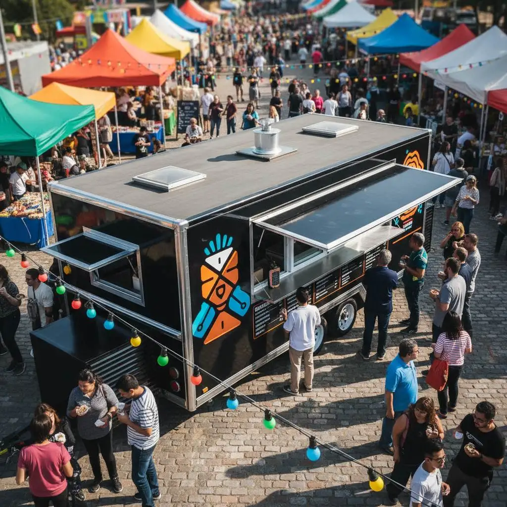 Black Mobile Square Food Trailer Street Mobile Food Cart Mobile Food Truck For Pizza Sale