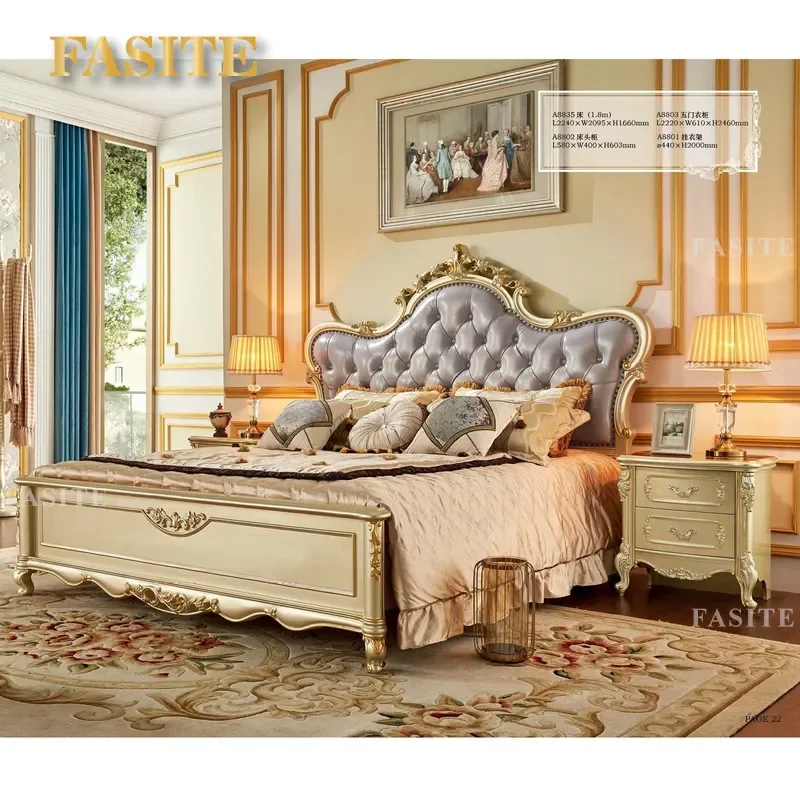 For Royal French Rococo Style Furniture Hand Carved Bedroom Set Vintage Retro Home Luxury Design