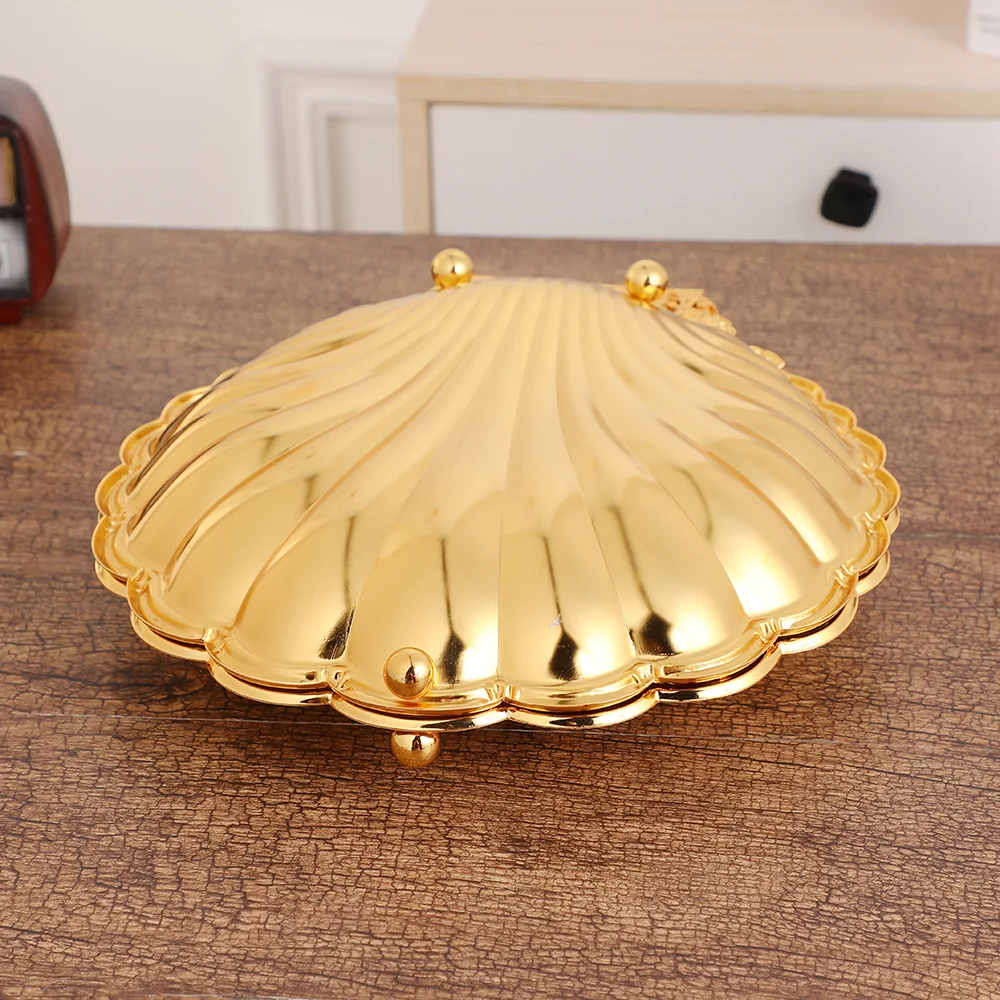 Creative shell fruit plate, golden opening, niche light  retro fruit plate, exquisite fashion home zinc alloy fruit plate