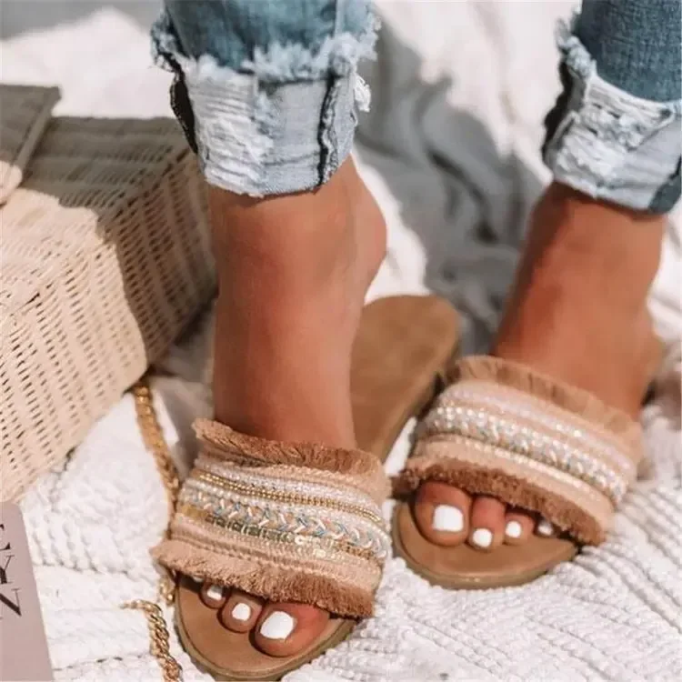 

Women's Flat Bottom Fashion One Word Slippers Womens Shoes Comfort Summer Outdoor Beach Luxury Sandals Women Designers2023