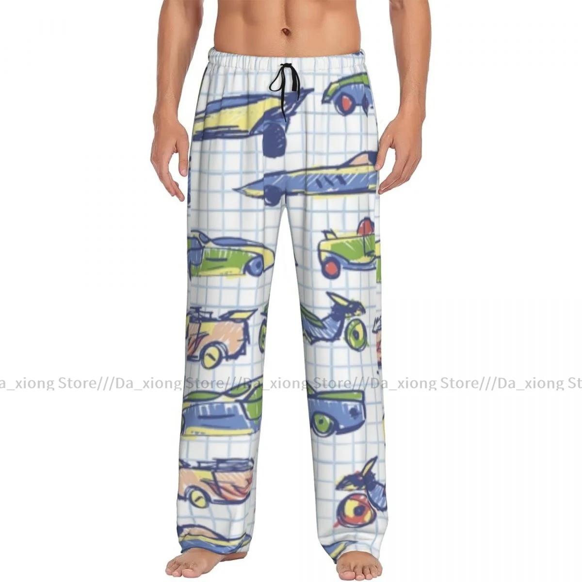 Cute Car School Collection Cartoon Cars Mens Pajamas Pyjamas Pants Lounge Pants Sleep Bottoms