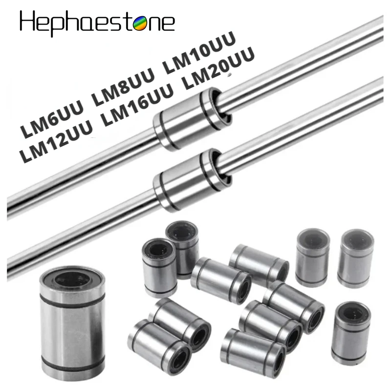 

LM6UU LM8UU LM10UU LM12LUU LM16LUU LM20UU Long Type Linear Ball Bearing CNC Parts Rod Rail Linear Shaft Optical Axis Part