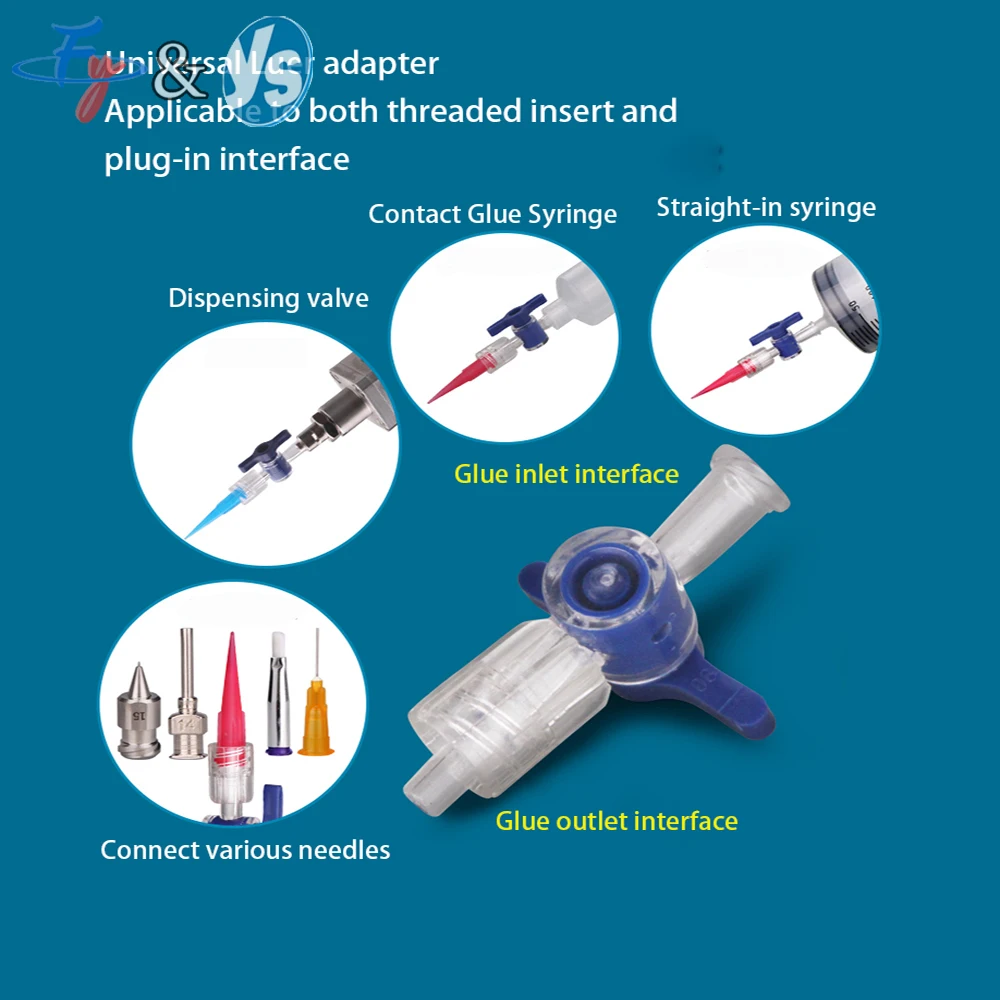 Lock 2-Way Stopcock Valve Plastic Manual Flow Control Switch Valve for Dispensing Syringe Lab Medical Use Blue Handle
