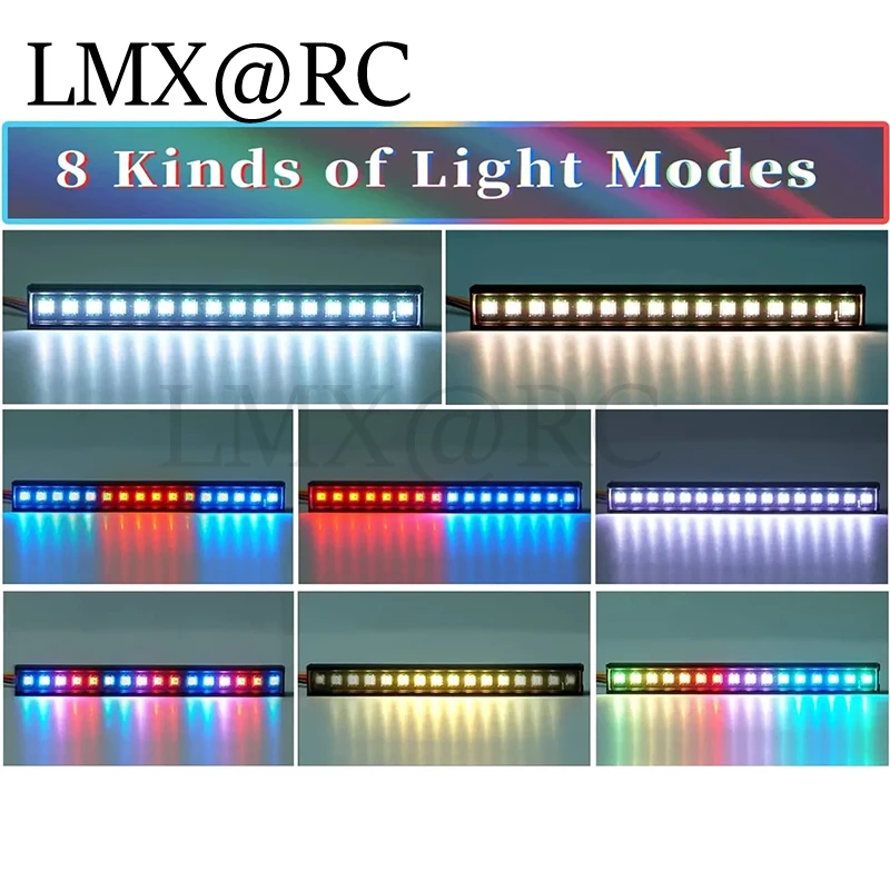 Metal 16 LED 8 Modes Roof Light Bar Roof Lamp for TRX4M TRX4-M 1/18 RC Crawler Car Upgrade Parts