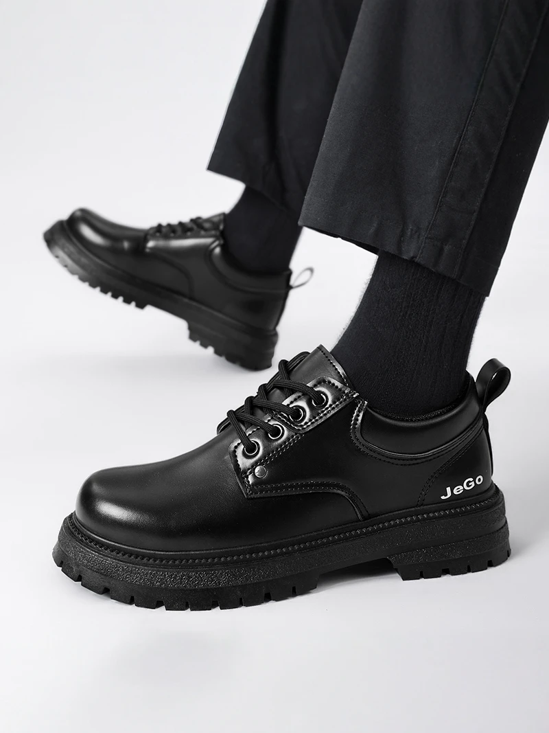 

Men's Work Boots Low Help Anti-slip Wear-resistant Casual Black Leather Shoes Labor Protection Men's Footwear