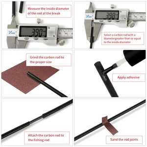 طقم إصلاح صنارة الصيد ، قضبان ألياف الكربون عالية القوة لإصلاح قضيب الصيد المكسور أفضل 10 طقم لإصلاح صنارة الصيد مبيعا - No8