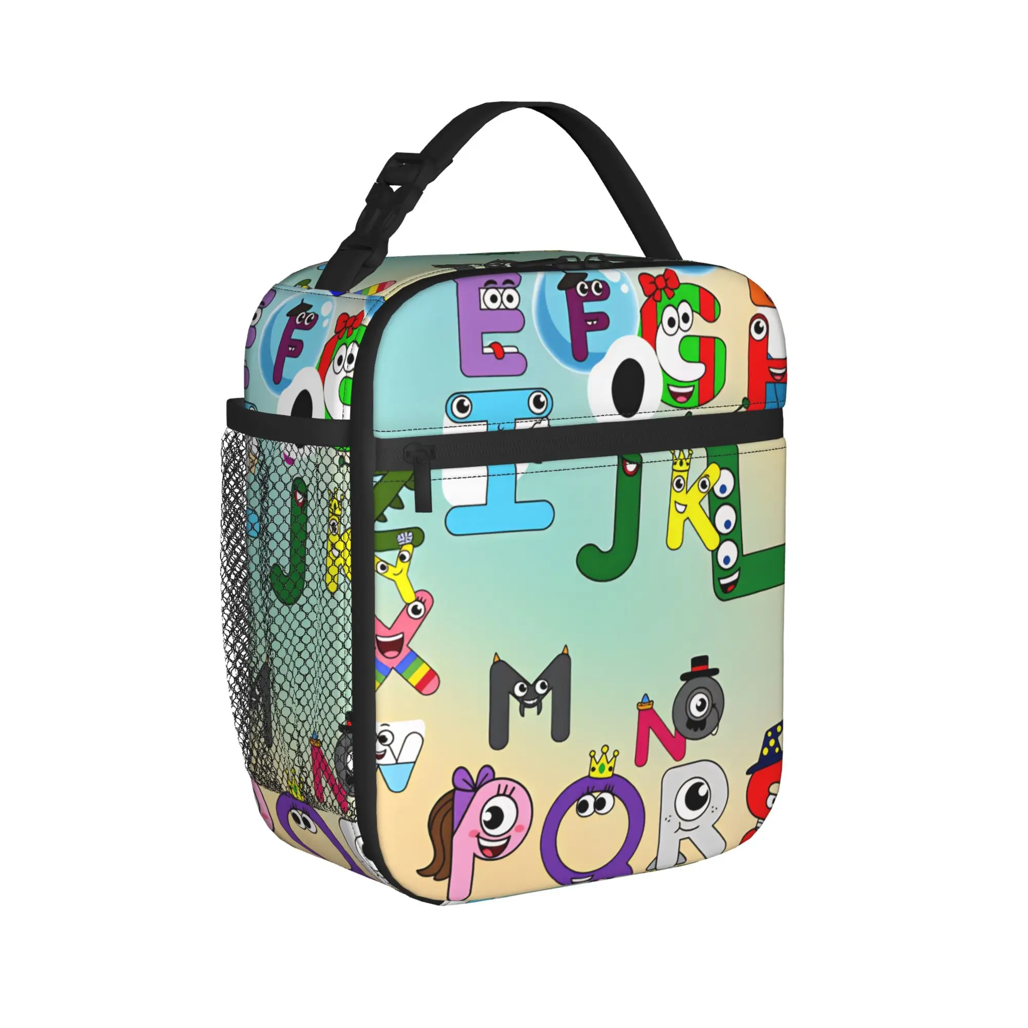 Alphabet Lores  Lunch Bag  Aesthetic Lunch Box Travel Portable Insulated Thermal Lunch Bags For Men Waterproof Custom Cooler Bag