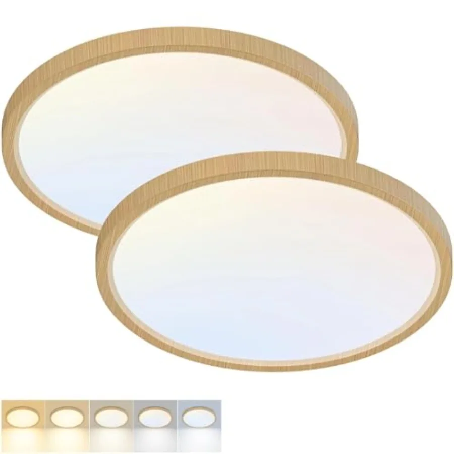 2 Pack LED Flush Mount Ceiling Light, 12Inch 24W, 3000K/3500K/4000K/5000K/6500K 5 Color Temperatures Ceiling Light Fixture for