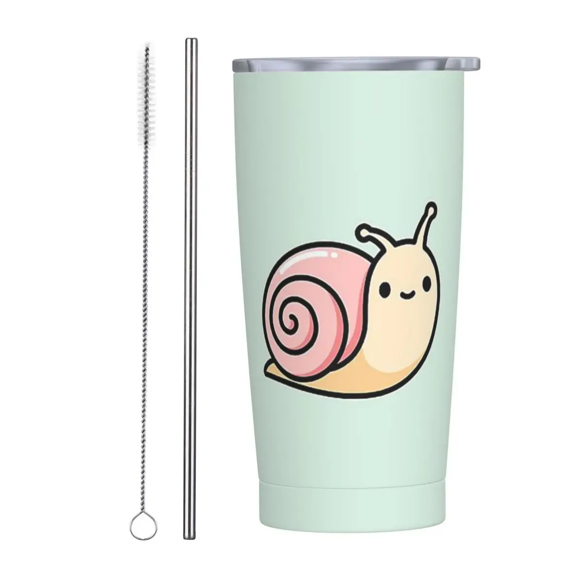 Snail Stainless Steel Tumbler Vacuum Insulated Mugs Thermal Cold Cup Straws With Lid 20oz