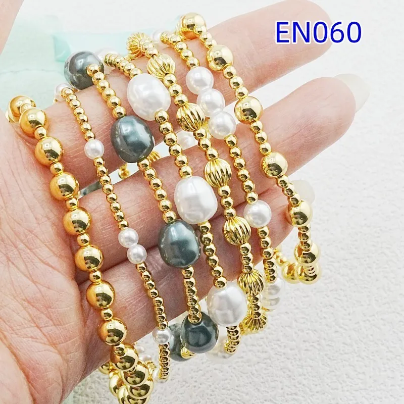 

VKVVA Fashion Jewelry Gold-plated Bead and Pearl Mixed 7pcs Bracelet Set for Women Birthday Gifts, Unique Gift