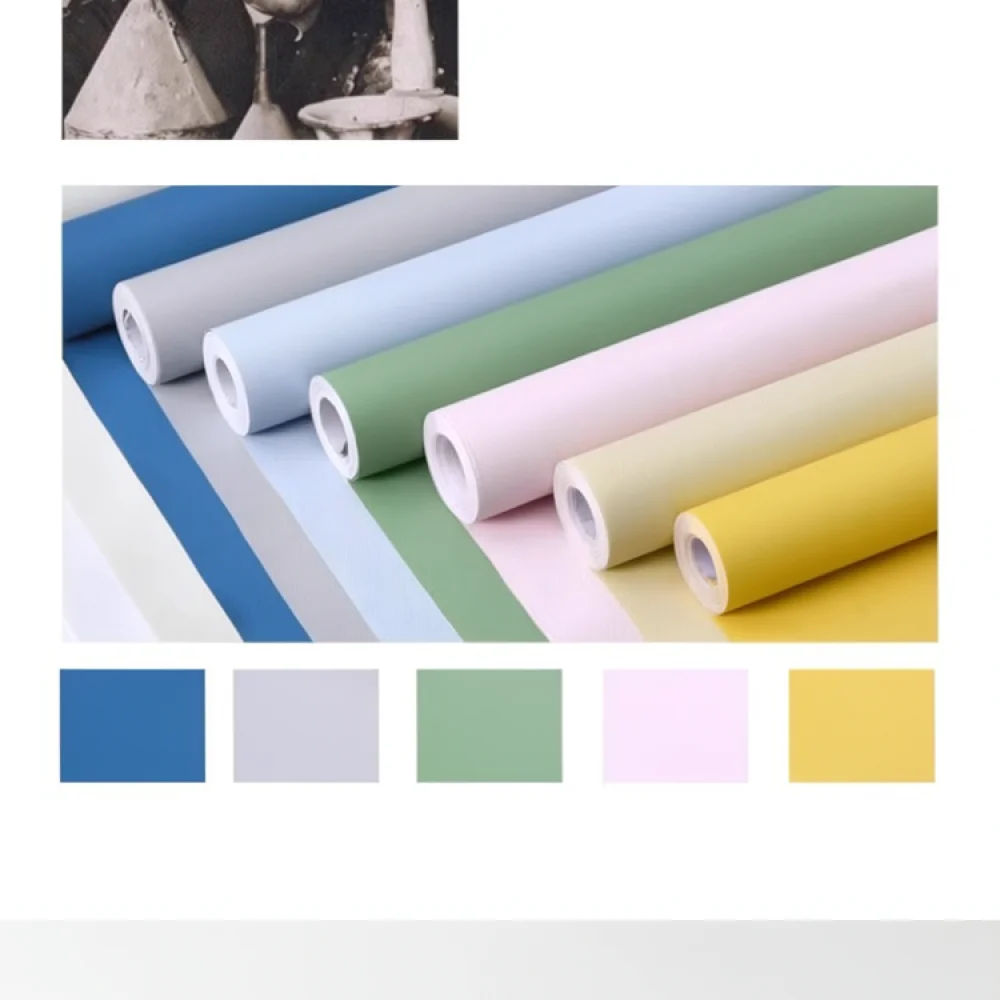 Modern Solid Color Wallpaper Roll Matte Waterproof Wall Sticker Self Adhesive Contact Paper For Living Room Office Renovation