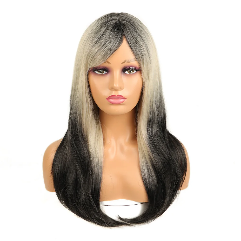 Wig Fashion Berbagai Gaya Pendek dan Panjang Sintetis Wig Rambut Pirang Merah Muda dan Hitam Cocok untuk Pakaian Sehari-hari Cosplay Halloween