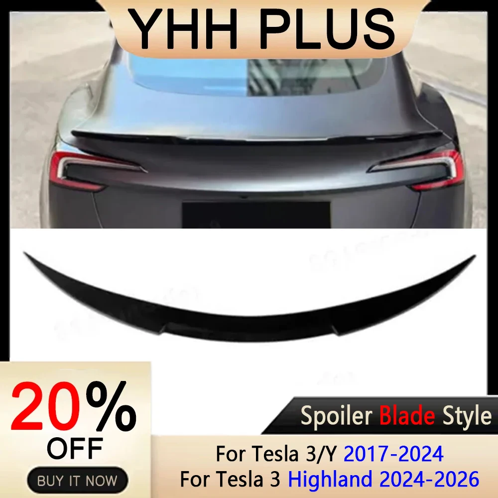 

ModelY Spoiler Rear Door Tail Trunk Wing ABS Carbon Fiber Look For Tesla Model 3/Y 17-24 Accessories Model3 Highland 2025+ HOT