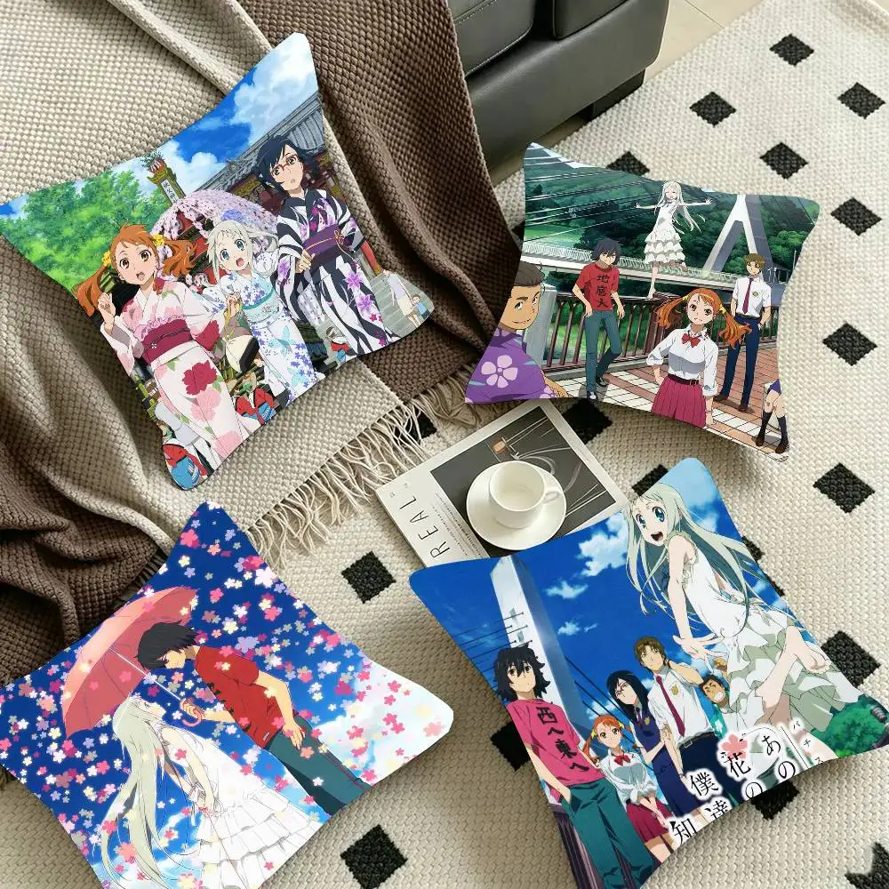 A-Anohana The Flower We Saw That Day Anime Pillow Case Fashion Square Pillowcase Bedroom Sofa Room Ins Decoration Leisure