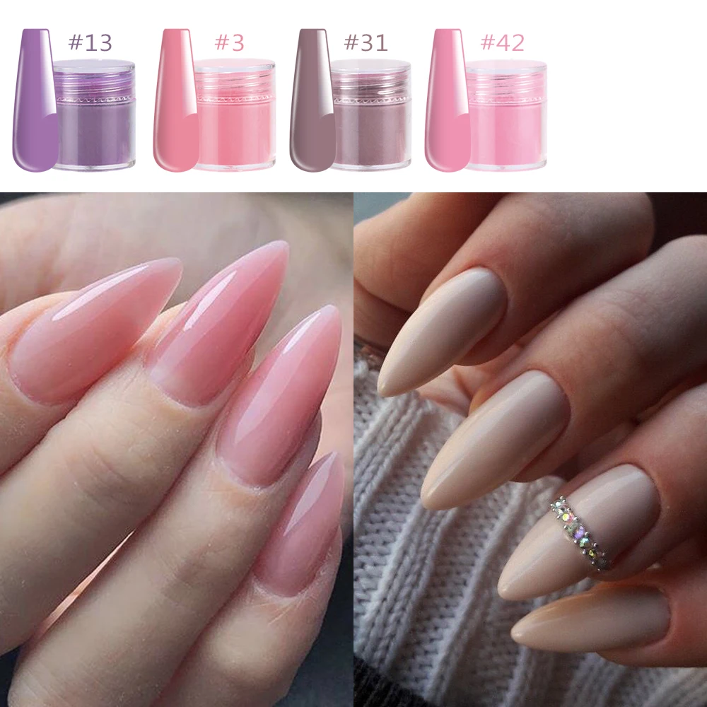 24 色ソリッドヌードネイルアクリルパウダーフレンチヒント彫刻ネイルエクステンション浸漬クリスタルパウダープロフェッショナルマニキュア顔料