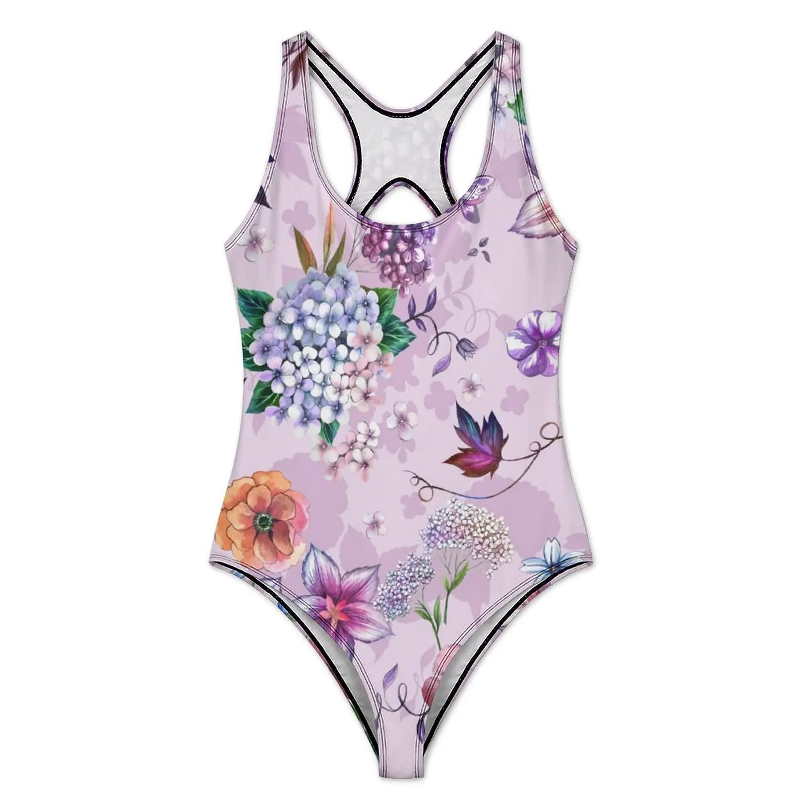 Baroque Floral Print Swimsuit Colorful Flowers Swimwear One Piece Beach Swimsuits High Cut Monokini Women Push Up Sexy Beachwear