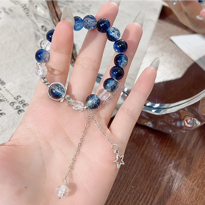 سوار متفجر على شكل قمر جالاكسي معلق مع تصميم نجمة نسائية هدية بيضاء وحلوة لمجوهرات أفضل الأصدقاء #2