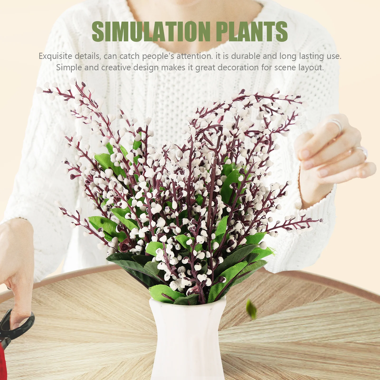 

3pcs Simulation Plant Decor Artificial Pearl Fruit Fake Plants For Diy Table Centerpieces Wedding Party Home Garden Layout