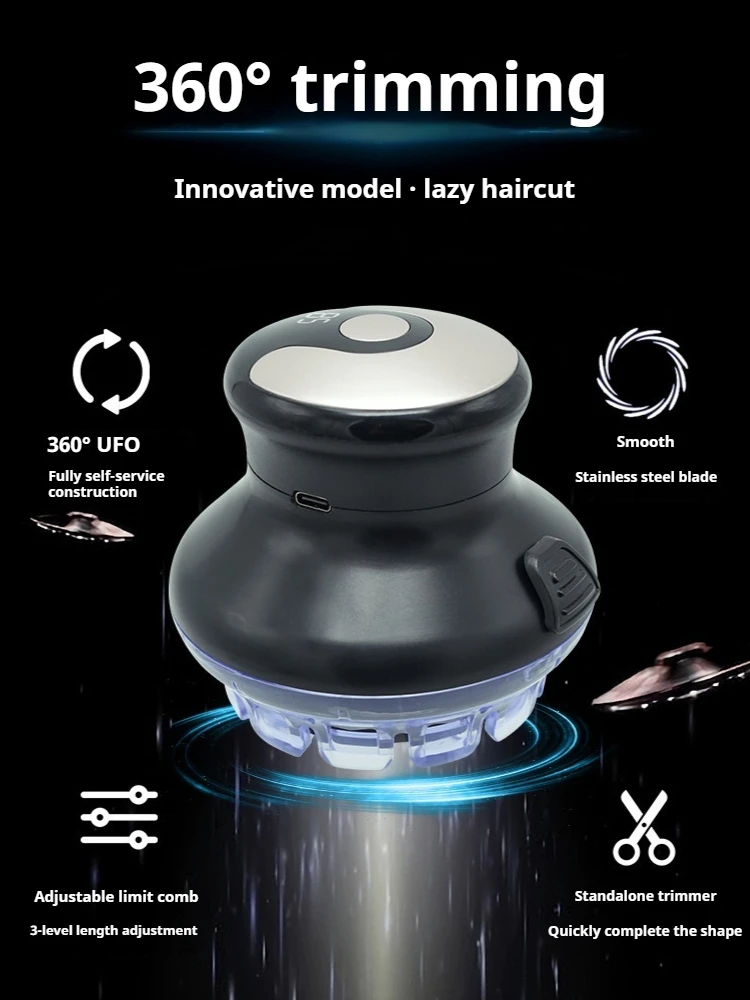 2025 새로운 라운드 빠른 이발 무선 라운드 머리 깎기 LED 디스플레이 및 길이 조절 가능 3-12mm 자체 이발 키트