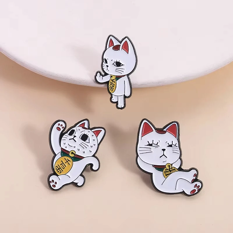 Turbo Granny Cat Spying Enamel Pins Cartoon Anime Characters Cat Running Middle Finger Brooches Lapel Badge Funny Jewelry Gifts
