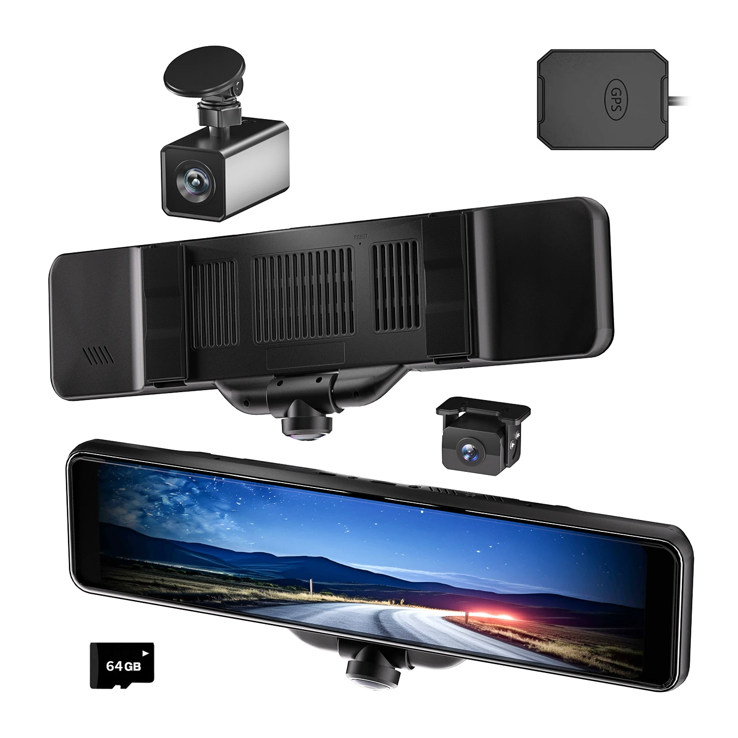 

For AKEEYO 12 Inch Touch Screen Super Night Vision 360 Degree Car Black Box Mirror Dash Cam Car