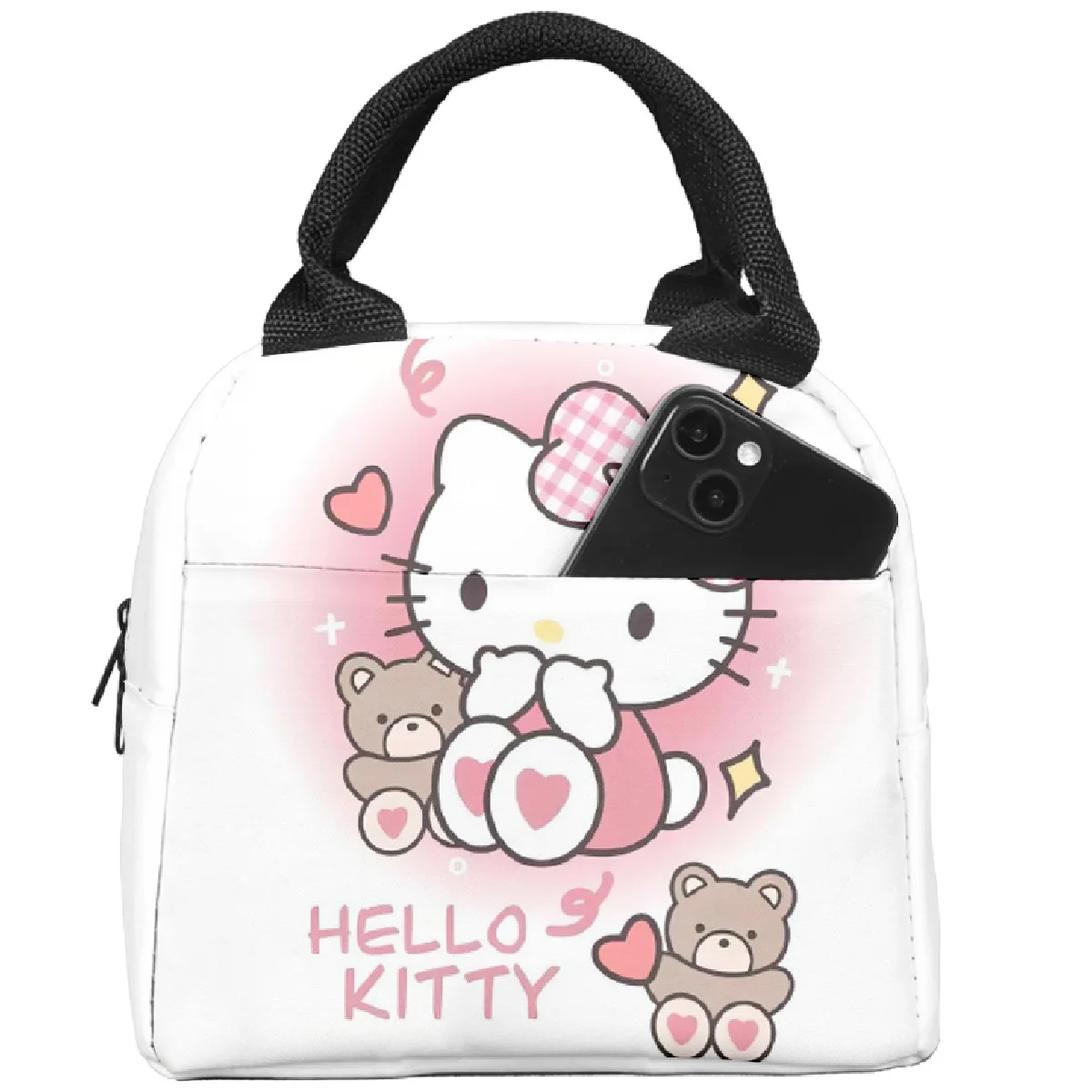 Sanrios Kawaii Anime My Melody Hello Kittys Kuromi Insulated Cooler Lunch Box Bag Cartoon Portable Bento Tote Food Bag Gift