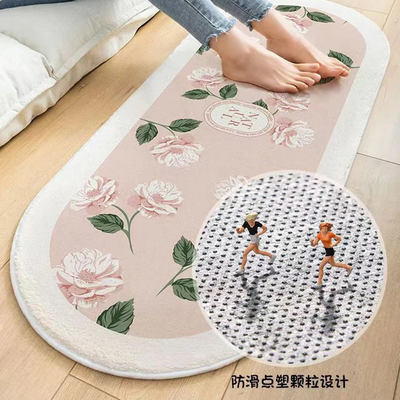 Flower Series Bedside Carpet Small Fresh Bath Mats Soft Floor Rug Home Entrance Toilet Bathroom Door Absorbent Non-Slip Foot Pad