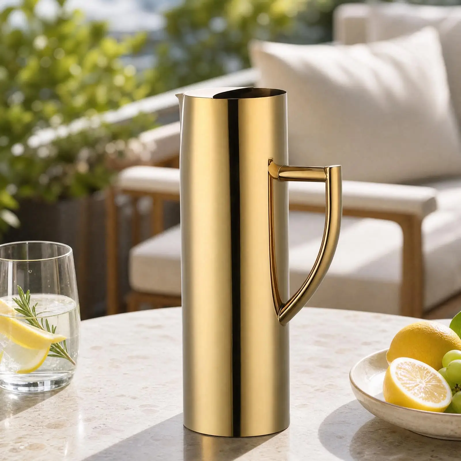 Polished Stainless Steel Pitcher Flat Mouth One Piece Handle for Cafes Taverns Kitchens Entertaining Drink Dispenser