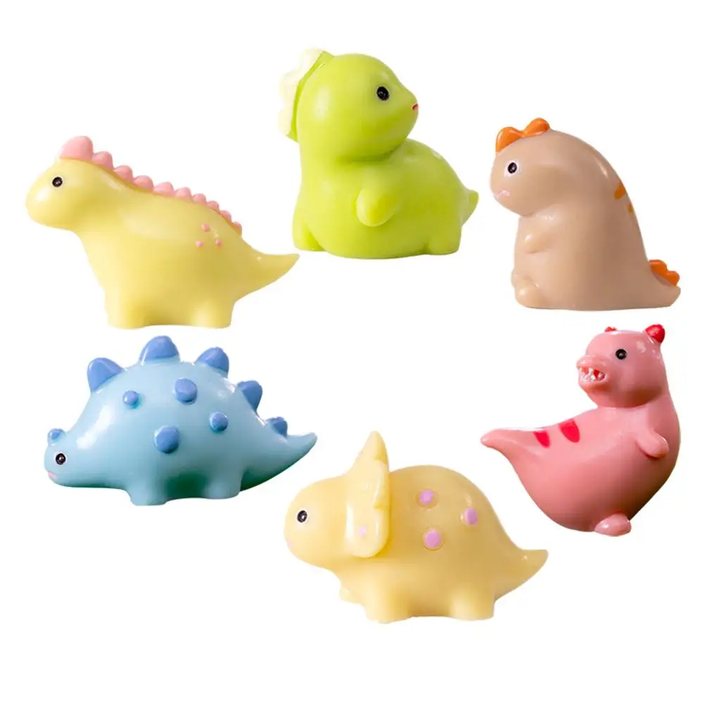 

6 Pcs Mini Dinosaur Decor Animal Figurine Resin Small Dinosaurs Cartoon Statues Microlandscape Models Gardening Accessories