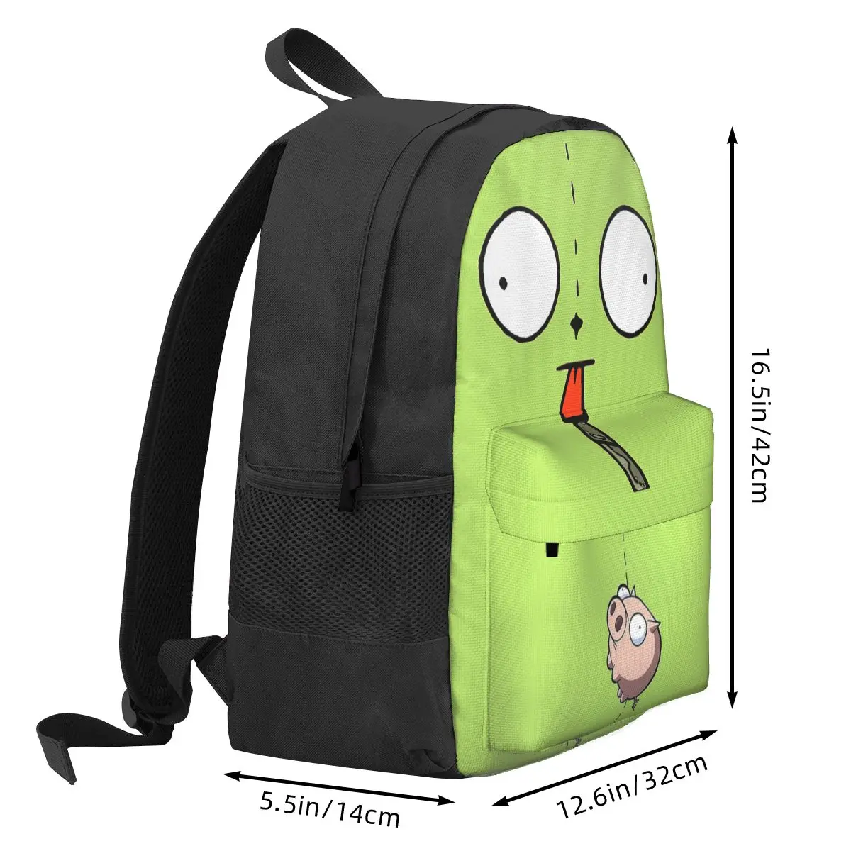 Invasor Zim Gir Dib Verde Dib Robot Mochila, Bolsa de Escola Estudante, Mochila Laptop, Bolsa de Ombro Adolescente Viagem, Tendência