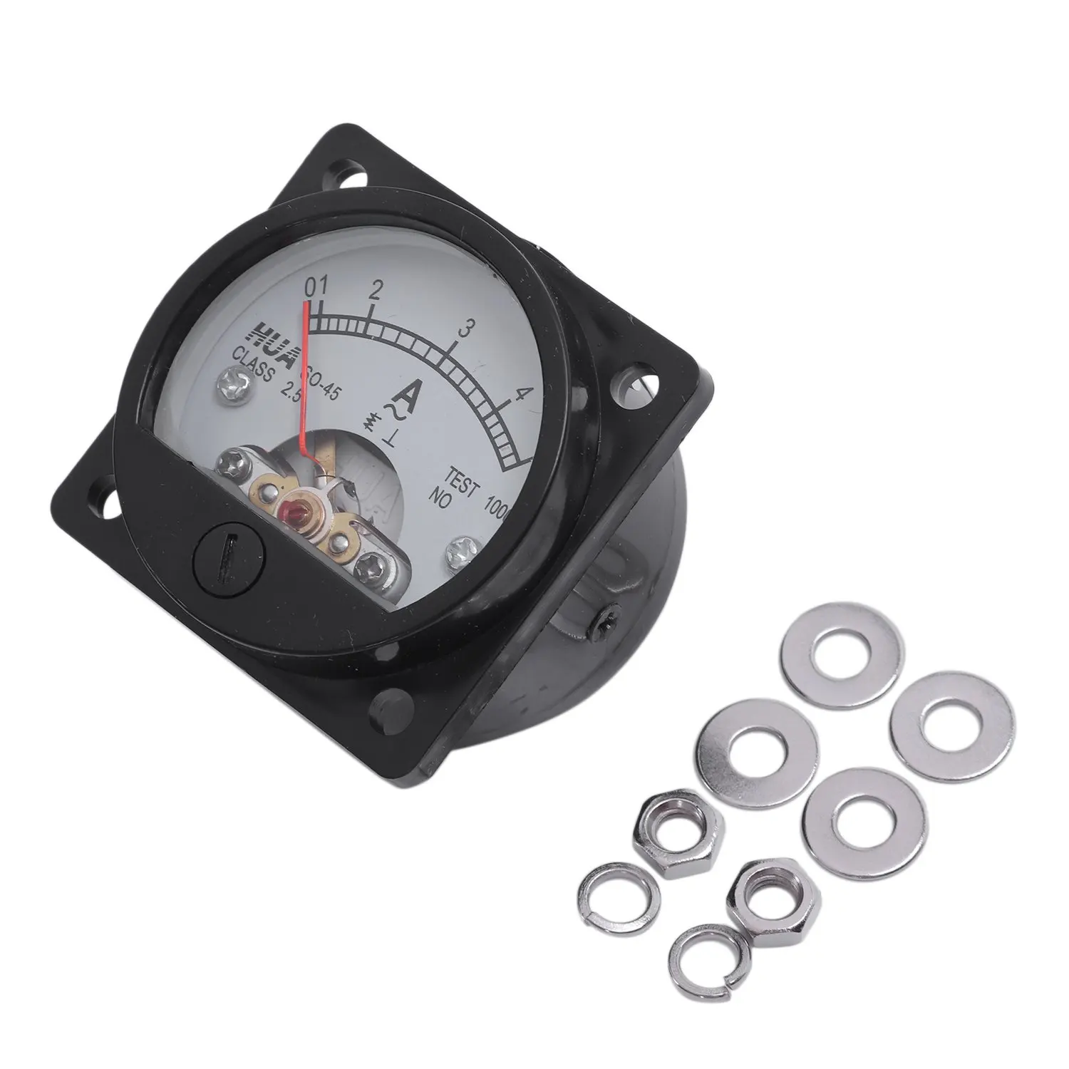 A72Z Class 2.5 Accuracy AC 0-5A Analog Panel Round Meter Ammeter Meter Black